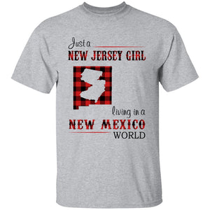 Just A New Jersey Girl Living In A New Mexico World T-shirt - T-shirt Born Live Plaid Red Teezalo