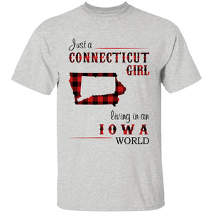 Just A Connecticut Girl Living In An Iowa World T-shirt - T-shirt Born Live Plaid Red Teezalo