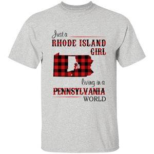 Just A Rhode Island  Girl Living In A Pennsylvania World T-shirt - T-shirt Born Live Plaid Red Teezalo