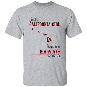 Just A California Girl Living In A Hawaii World T-Shirt - T-shirt Born Live Plaid Red Teezalo
