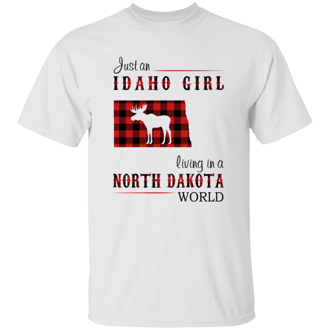 Just An Idaho Girl Living In A North Dakota World T-shirt - T-shirt Born Live Plaid Red Teezalo