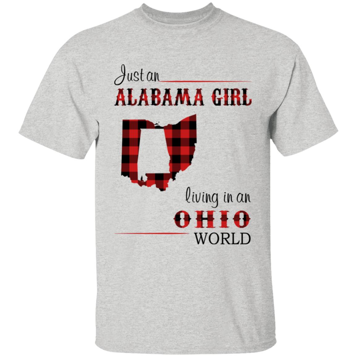 Just An Alabama Girl Living In An Ohio World T-shirt - T-shirt Born Live Plaid Red Teezalo