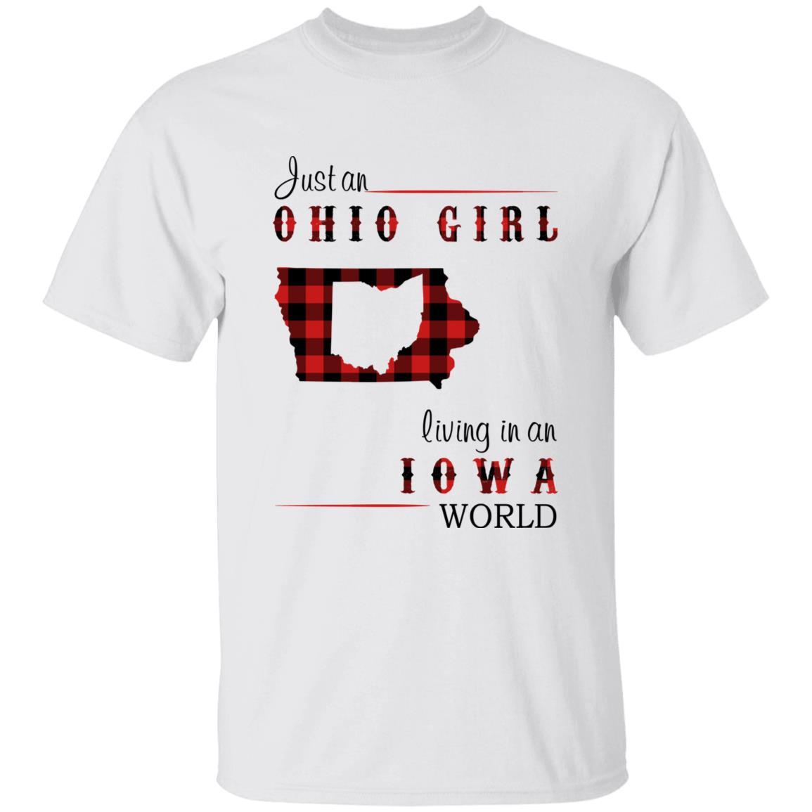 Just An Ohio Girl Living In An Iowa World T-shirt - T-shirt Born Live Plaid Red Teezalo