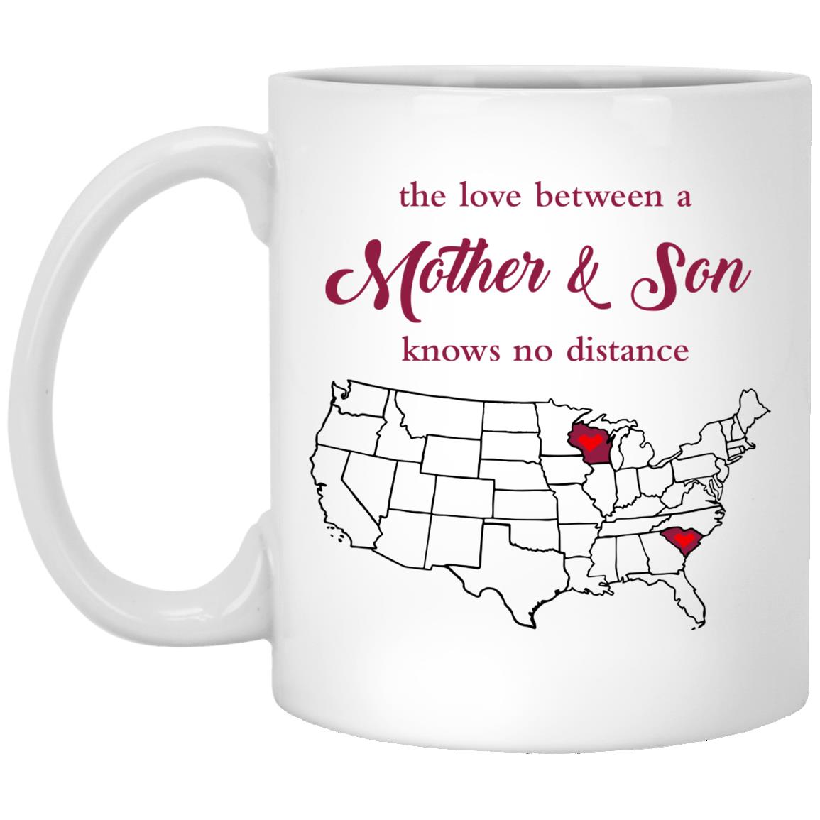 Wisconsin South Carolina The Love Between Mother And Son Mug - Mug Teezalo