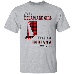 Just A Delaware Girl Living In An Indiana Girl T-shirt - T-shirt Born Live Plaid Red Teezalo