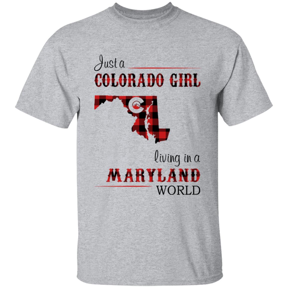 Just A Colorado Girl Living In A Maryland World T-shirt - T-shirt Born Live Plaid Red Teezalo
