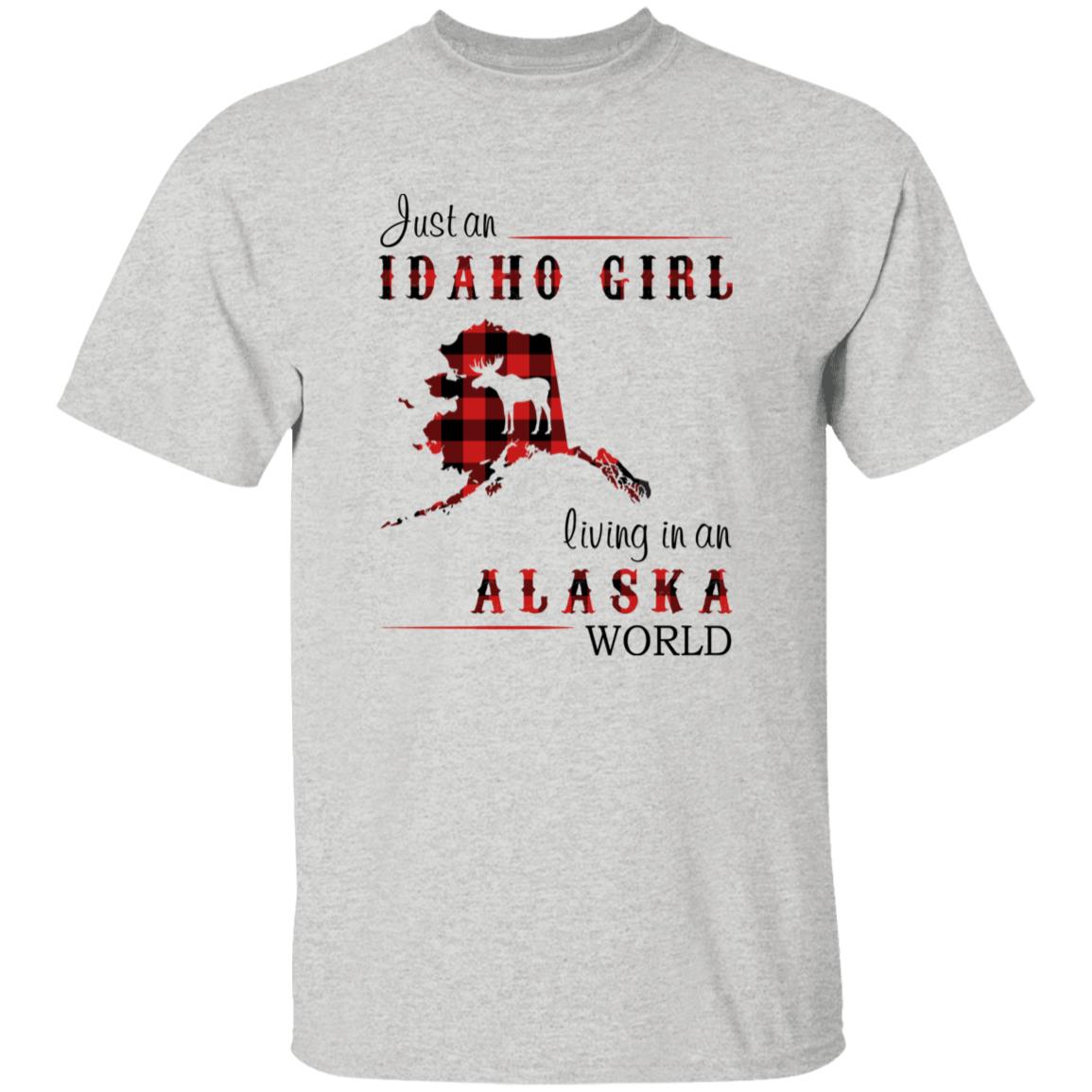 Just An Idaho Girl Living In An Alaska World T-shirt - T-shirt Born Live Plaid Red Teezalo