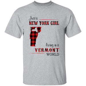 Just A New York Girl Living In A Vermont World T-shirt - T-shirt Born Live Plaid Red Teezalo