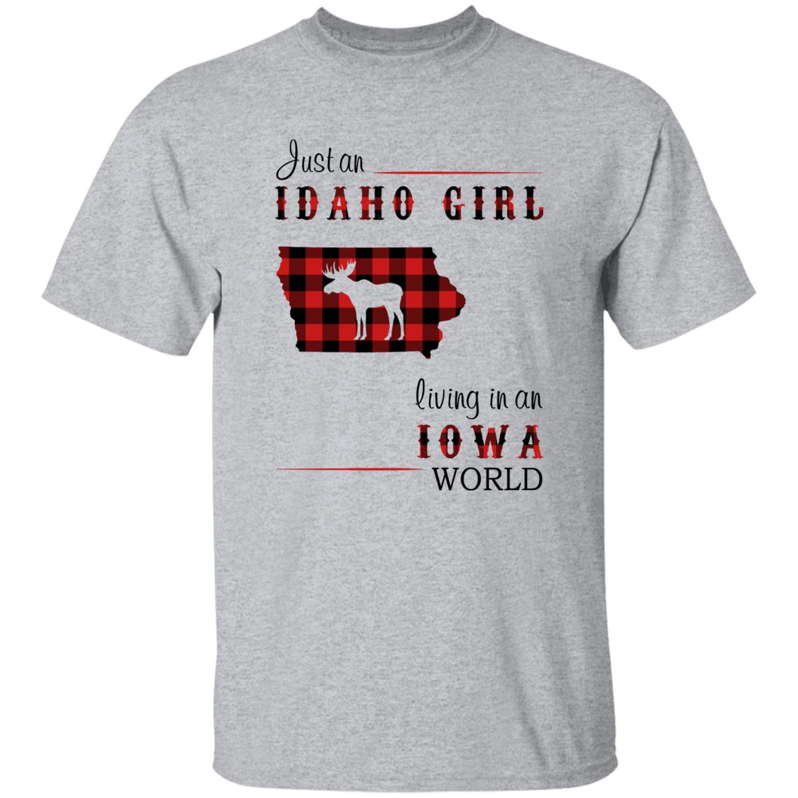 Just An Idaho Girl Living In An Iowa World T-shirt - T-shirt Born Live Plaid Red Teezalo