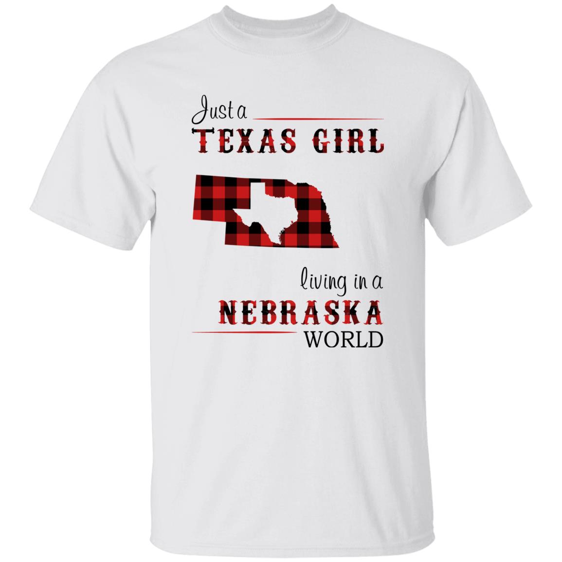 Just A Texas Girl Living In A Nebraska World T-shirt - T-shirt Born Live Plaid Red Teezalo