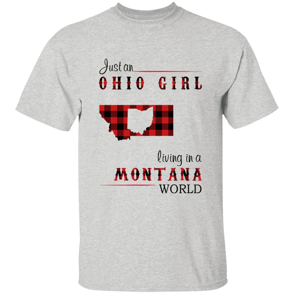 Just An Ohio Girl Living In A Montana World T-shirt - T-shirt Born Live Plaid Red Teezalo