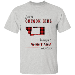 Just An Oregon Girl Living In A Montana World T-shirt - T-shirt Born Live Plaid Red Teezalo