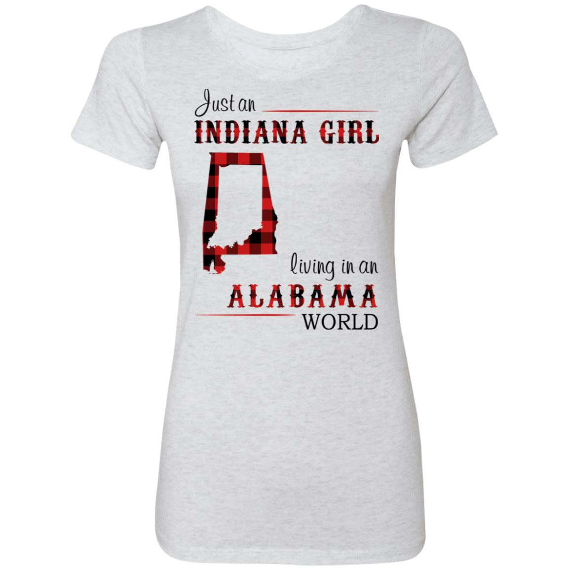 Just An Indiana Girl Living In An Alabama World T-Shirt - T-shirt Born Live Plaid Red Teezalo