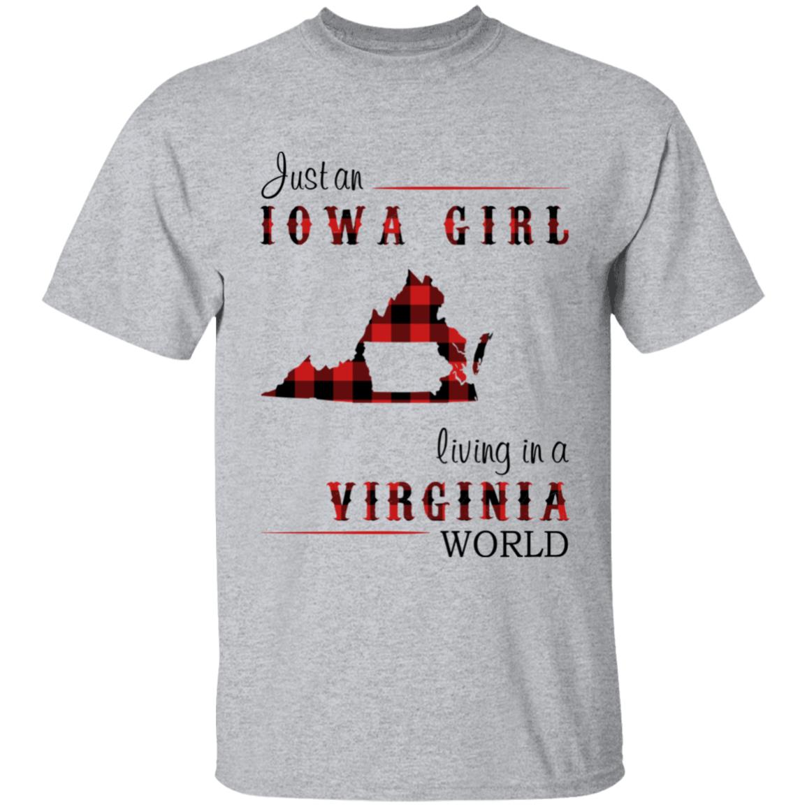 Just An Iowa Girl Living In A Virginia World T-shirt - T-shirt Born Live Plaid Red Teezalo