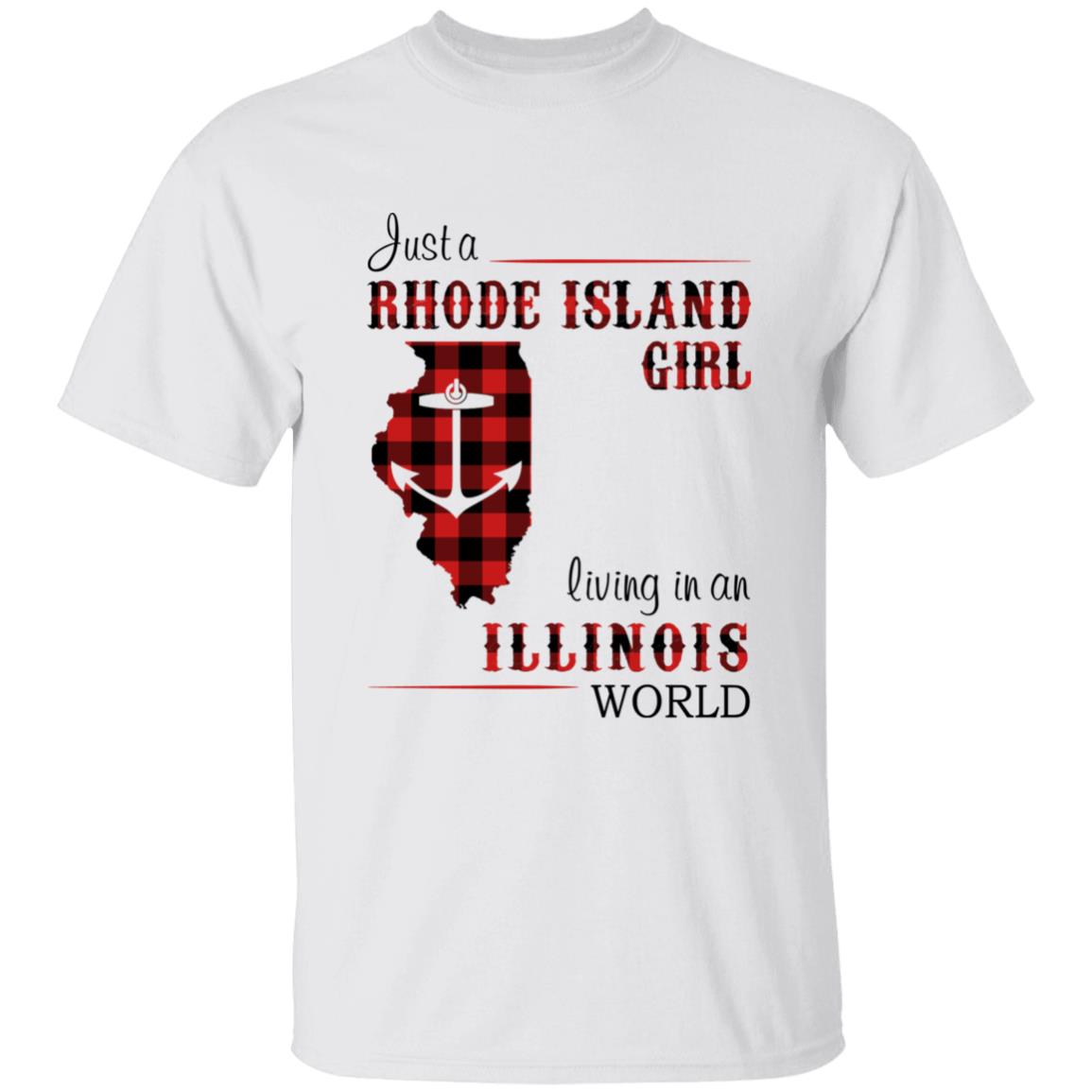 Just A Rhode Island Girl Living In An Illinois World T-shirt - T-shirt Born Live Plaid Red Teezalo