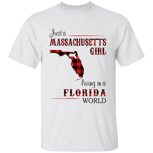 Just A Massachusetts Girl Living In A Florida World T-shirt - T-shirt Born Live Plaid Red Teezalo