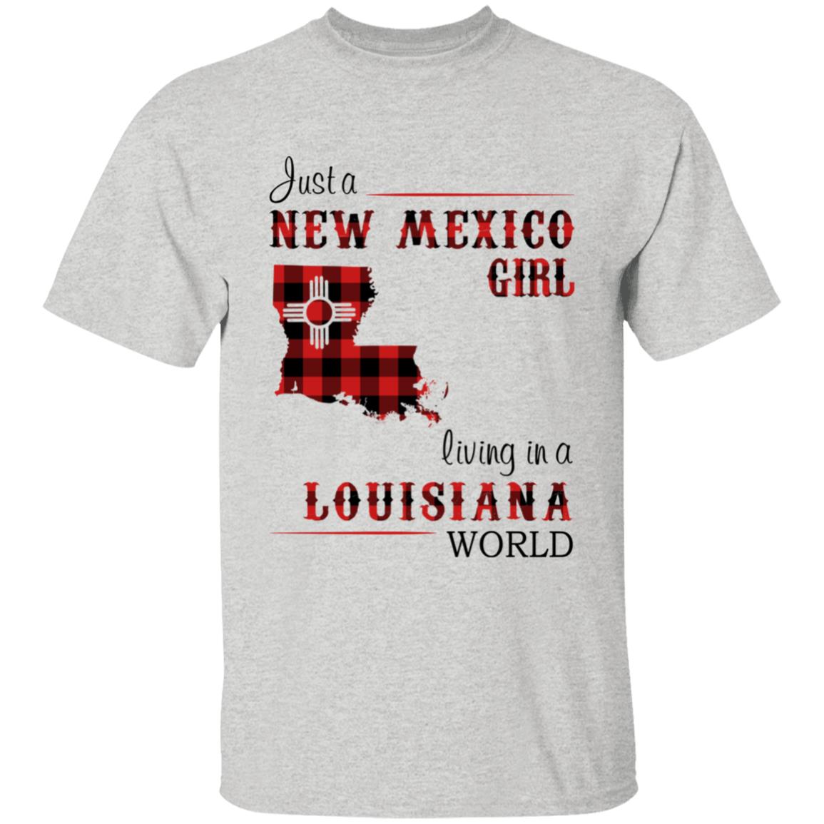 Just A New Mexico Girl Living In A Louisiana World T-shirt - T-shirt Born Live Plaid Red Teezalo