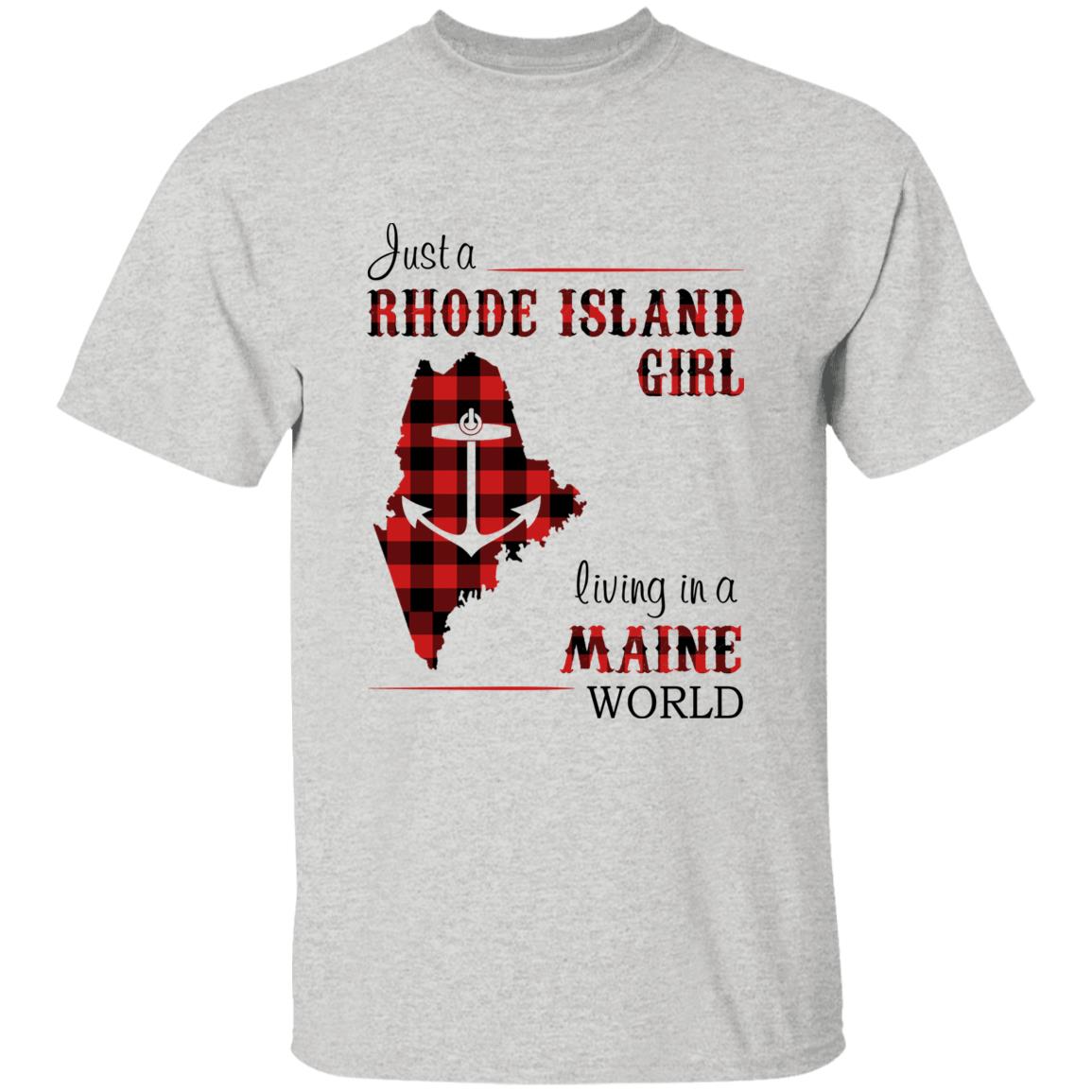 Just A Rhode Island Girl Living In A Maine World T-shirt - T-shirt Born Live Plaid Red Teezalo