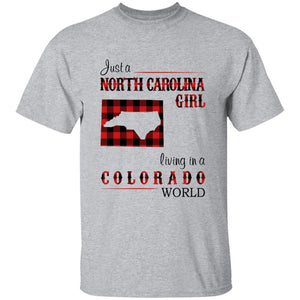 Just A North Carolina Girl Living In A Colorado World T-shirt - T-shirt Born Live Plaid Red Teezalo