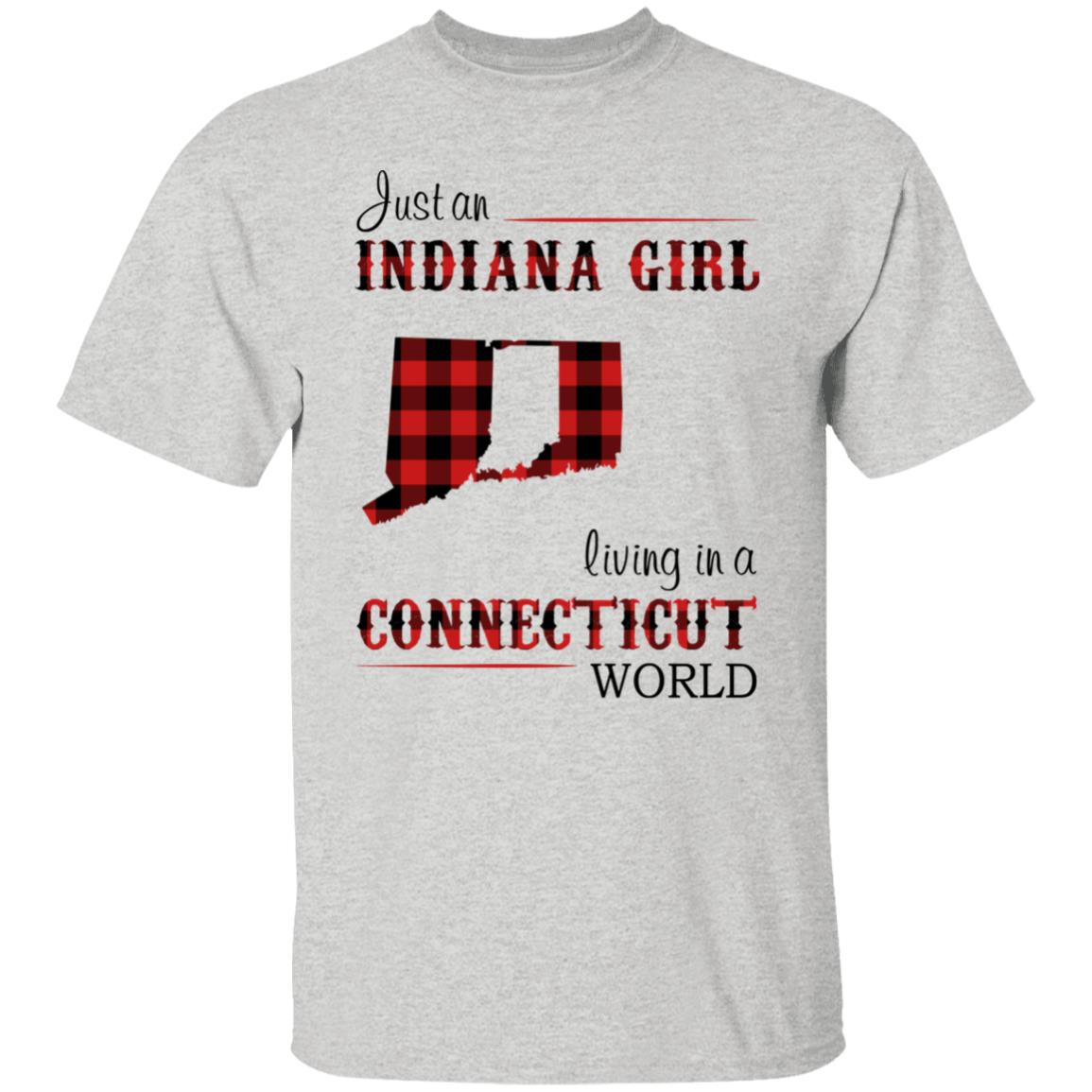 Just An Indiana Girl Living In A Connecticut World T- Shirt - T-shirt Born Live Plaid Red Teezalo