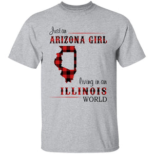 Just An Arizona Girl Living In An Illinois World T-shirt - T-shirt Born Live Plaid Red Teezalo