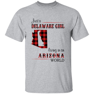 Just A Delaware Girl Living In An Arizona World T-Shirt - T-shirt Born Live Plaid Red Teezalo