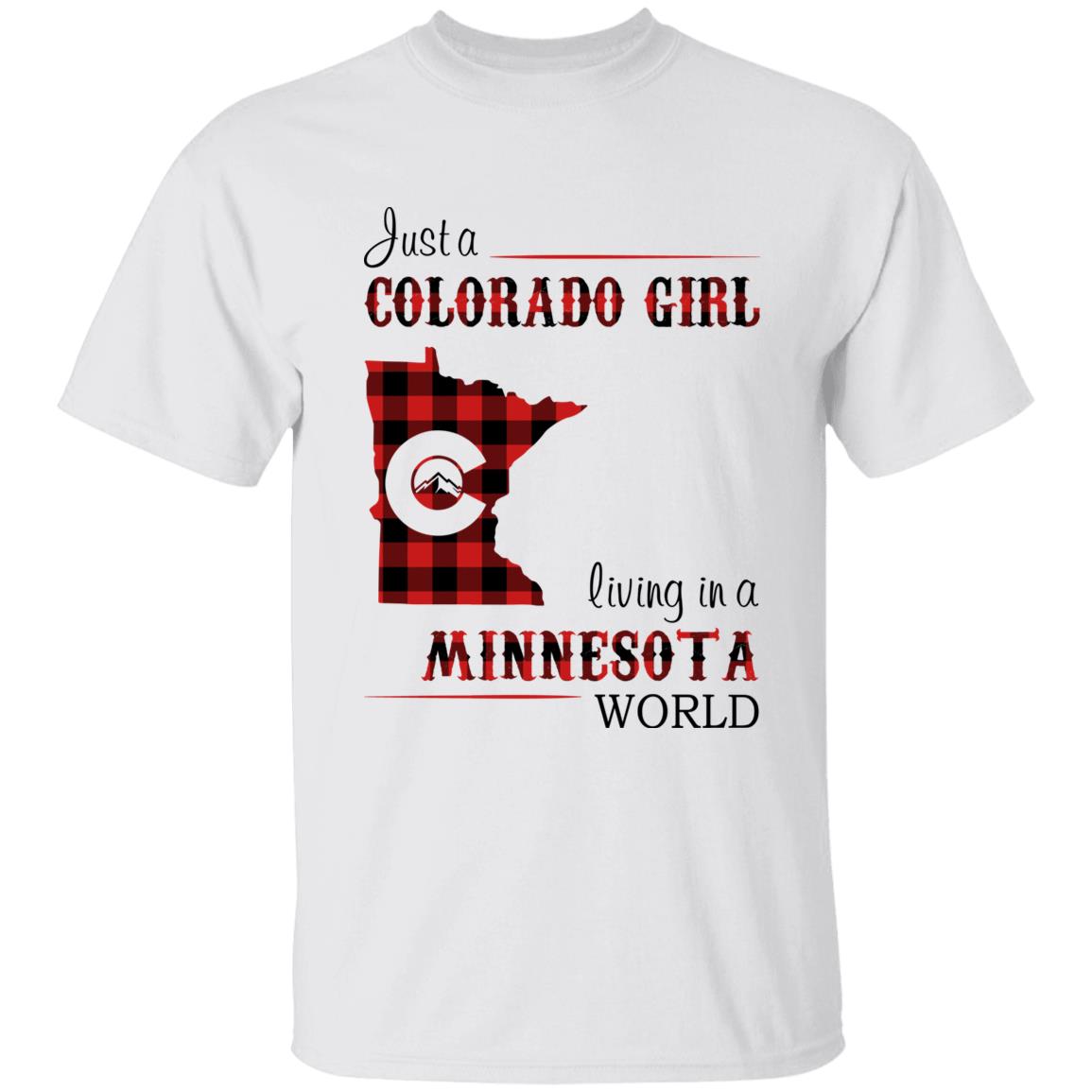 Just A Colorado Girl Living In A Minnesota World T-shirt - T-shirt Born Live Plaid Red Teezalo