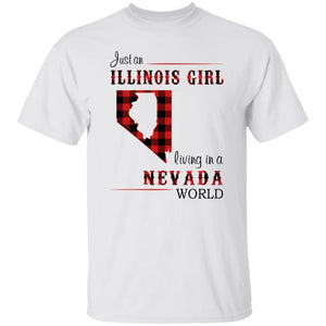 Just An Illinois Girl Living In A Nevada World T-shirt - T-shirt Born Live Plaid Red Teezalo