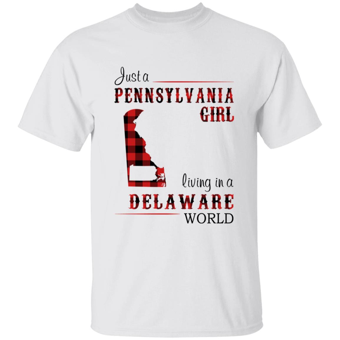 Just A Pennsylvania Girl Living In A Delaware World T-shirt - T-shirt Born Live Plaid Red Teezalo