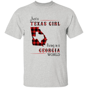 Just A Texas Girl Living In A Georgia World T-shirt - T-shirt Born Live Plaid Red Teezalo
