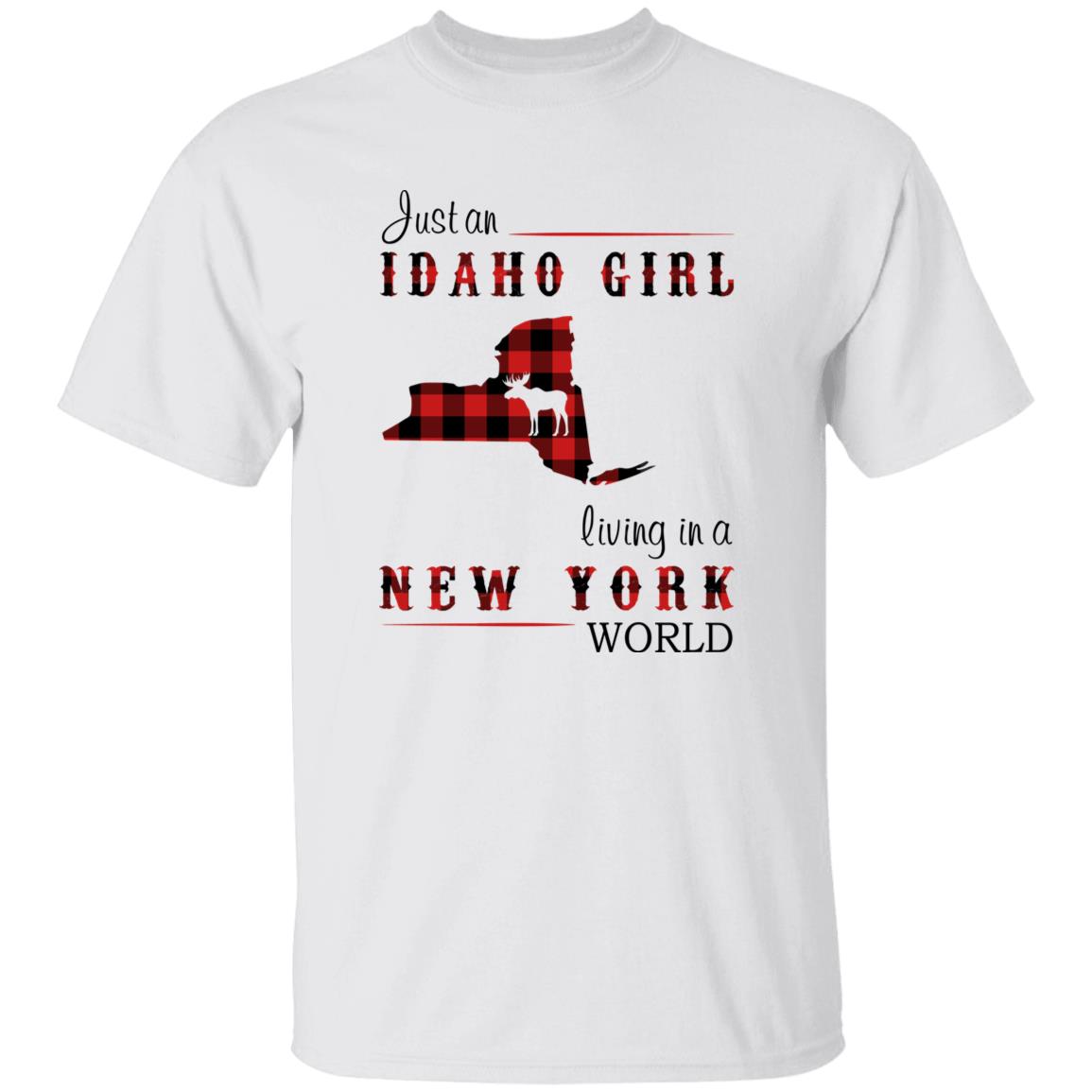Just An Idaho Girl Living In A New York World T-shirt - T-shirt Born Live Plaid Red Teezalo
