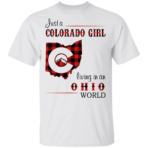 Just A Colorado Girl Living In An Ohio World T-shirt - T-shirt Born Live Plaid Red Teezalo