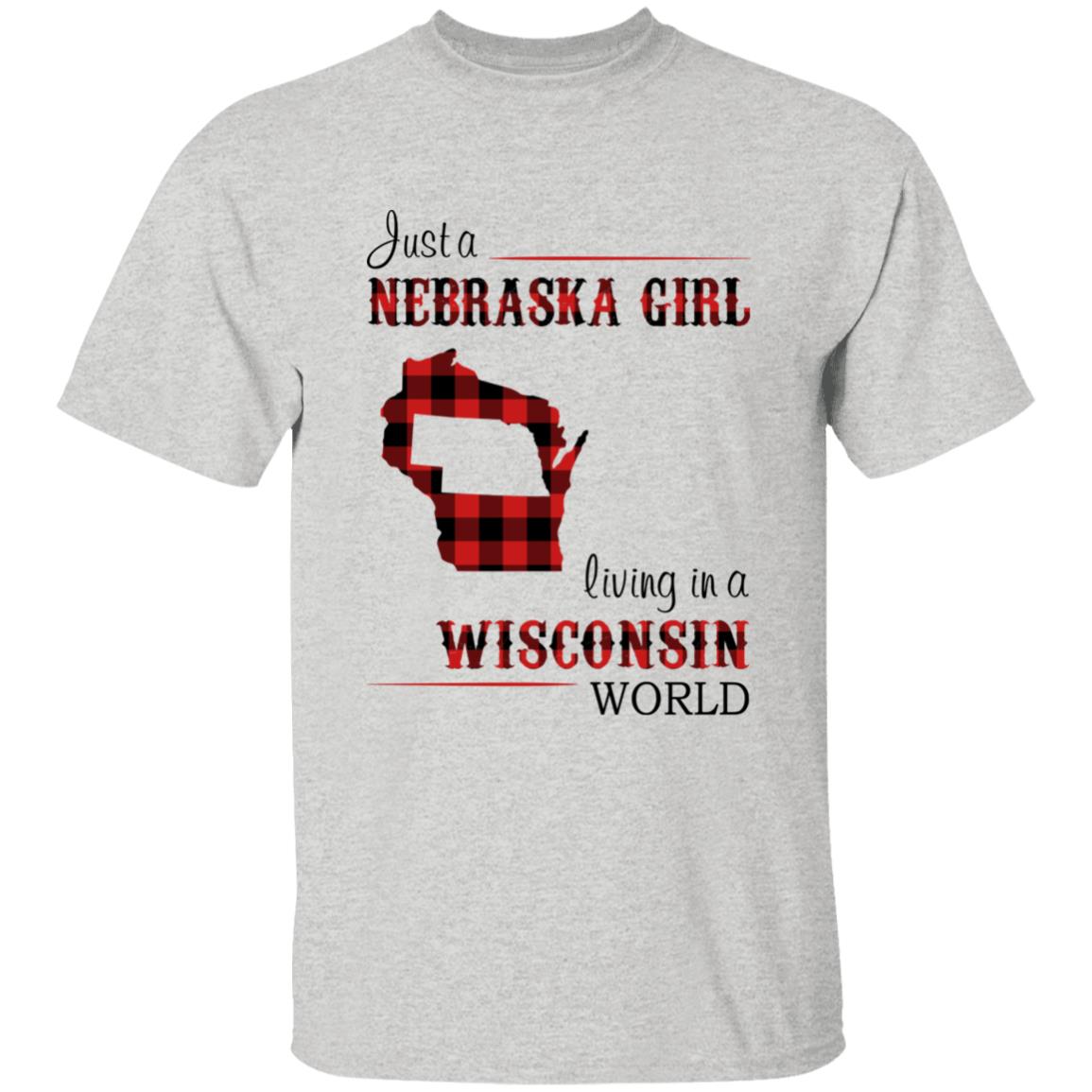 Just A Nebraska Girl Living In A Wisconsin World T-shirt - T-shirt Born Live Plaid Red Teezalo