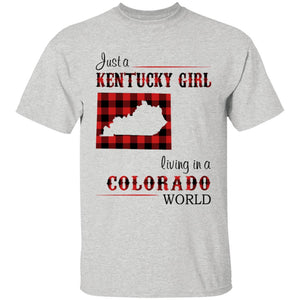 Just A Kentucky  Girl Living In A Colorado World T-shirt - T-shirt Born Live Plaid Red Teezalo