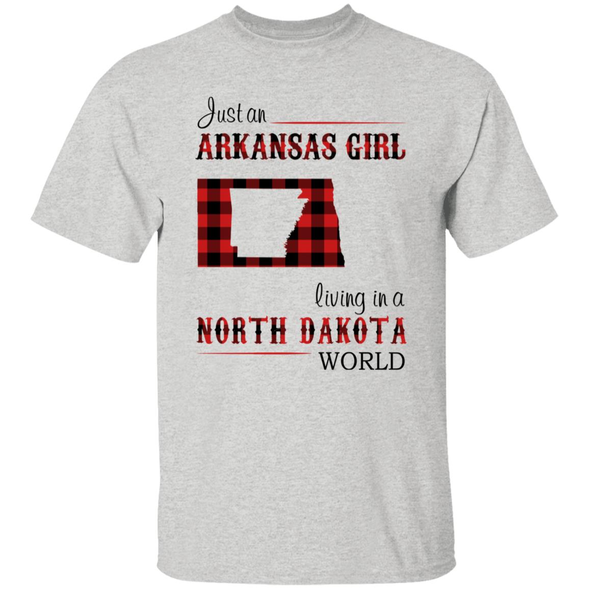 Just An Arkansas Girl Living In A North Dakota World T-shirt - T-shirt Born Live Plaid Red Teezalo