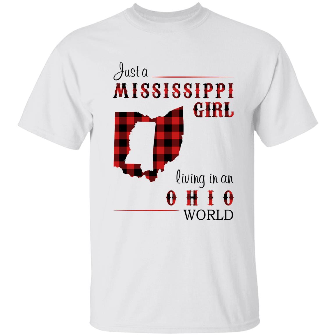Just A Mississippi Girl Living In An Ohio World T-shirt - T-shirt Born Live Plaid Red Teezalo
