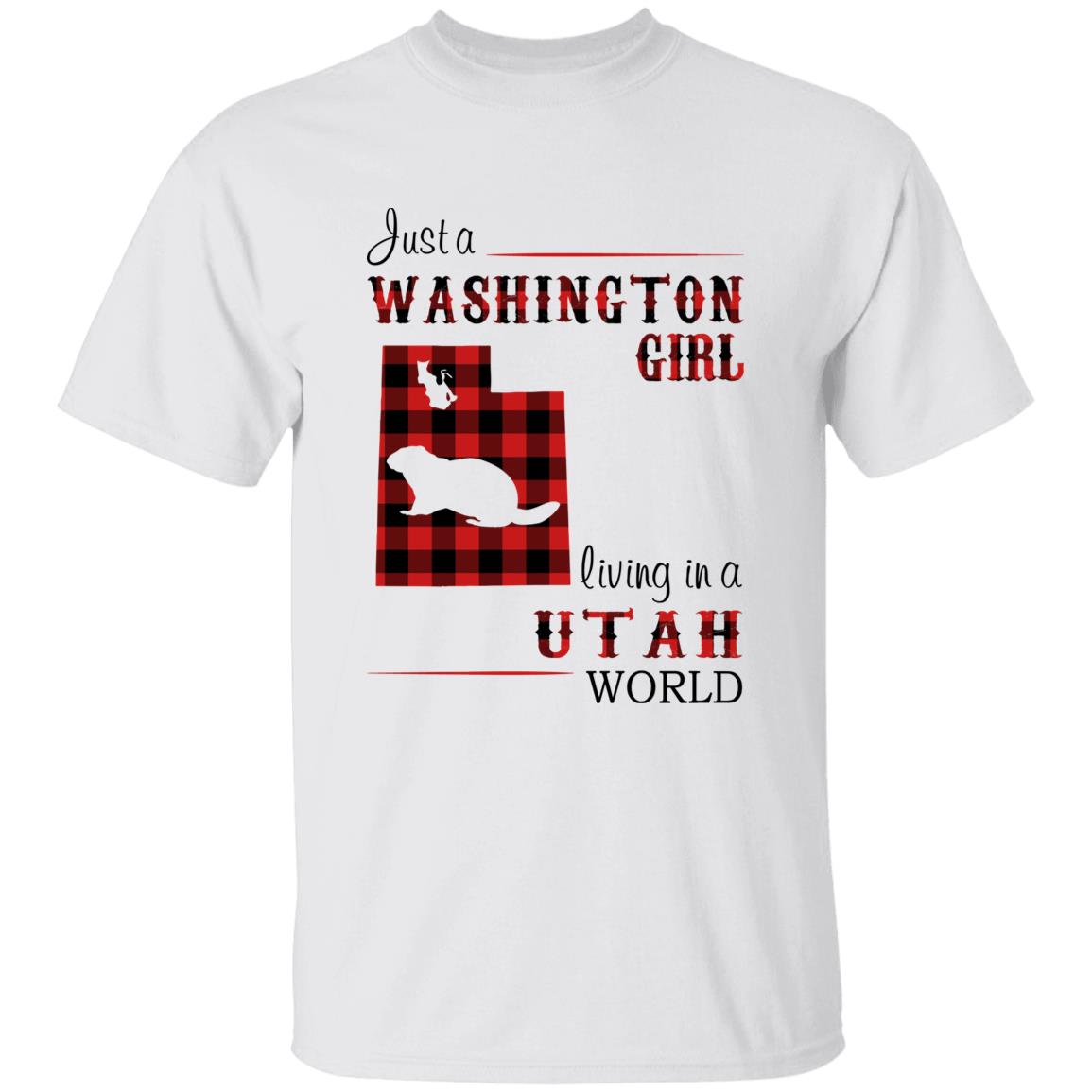 Just A Washington Girl Living In A Utah World T-shirt - T-shirt Born Live Plaid Red Teezalo
