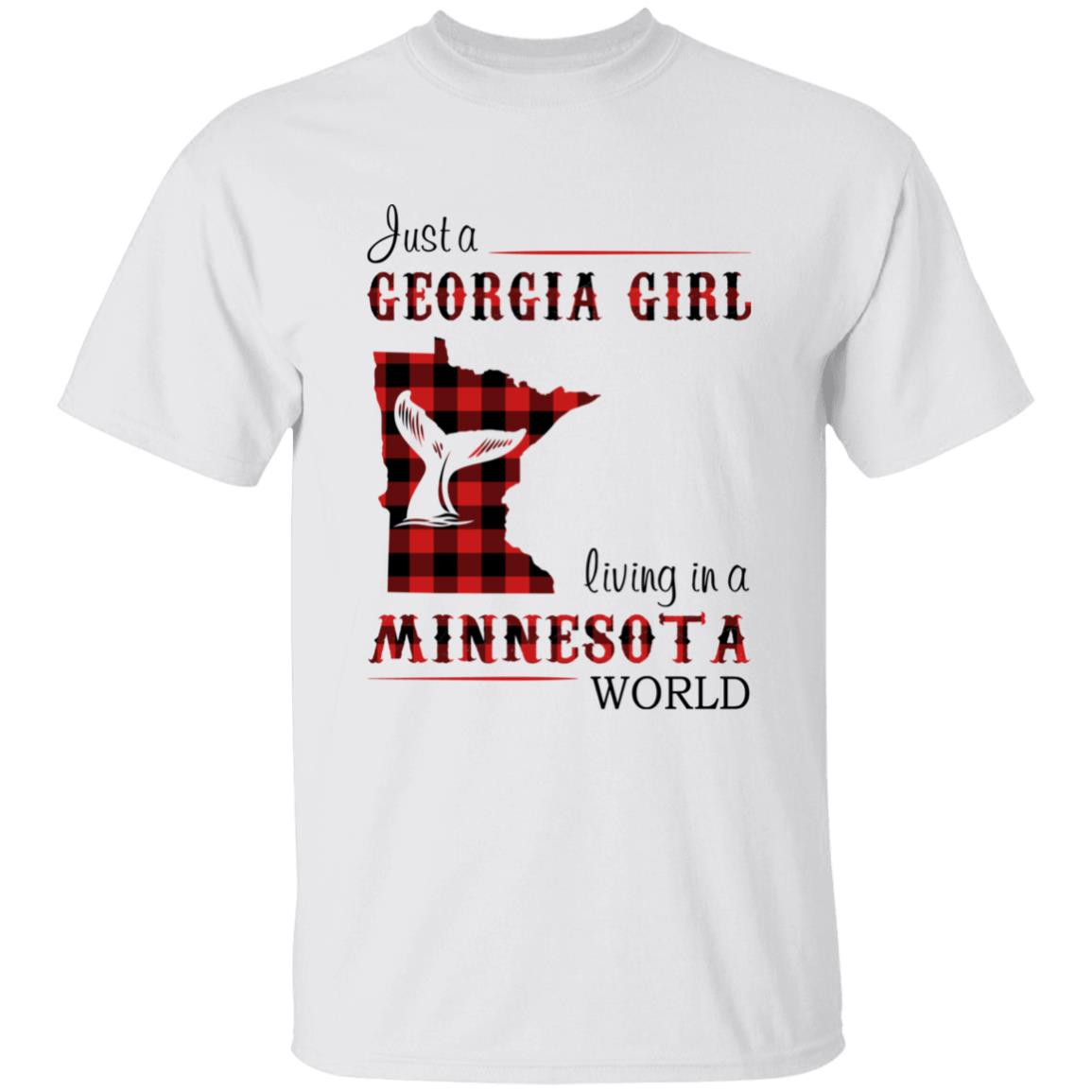 Just A Georgia Girl Living In A Minnesota World T-shirt - T-shirt Born Live Plaid Red Teezalo