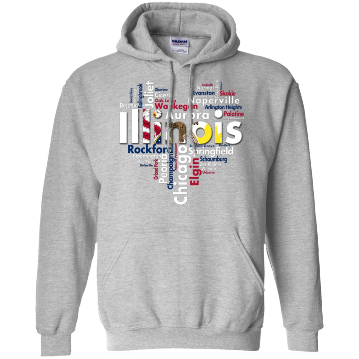 Illinois City Heart T-shirt - T-shirt Teezalo