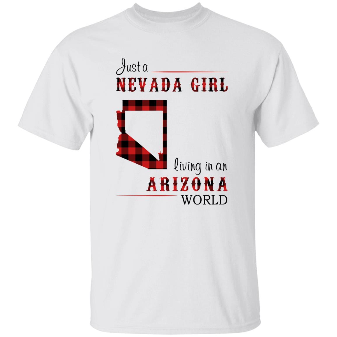 Just A Nevada Girl Living In An Arizona World T-shirt - T-shirt Born Live Plaid Red Teezalo