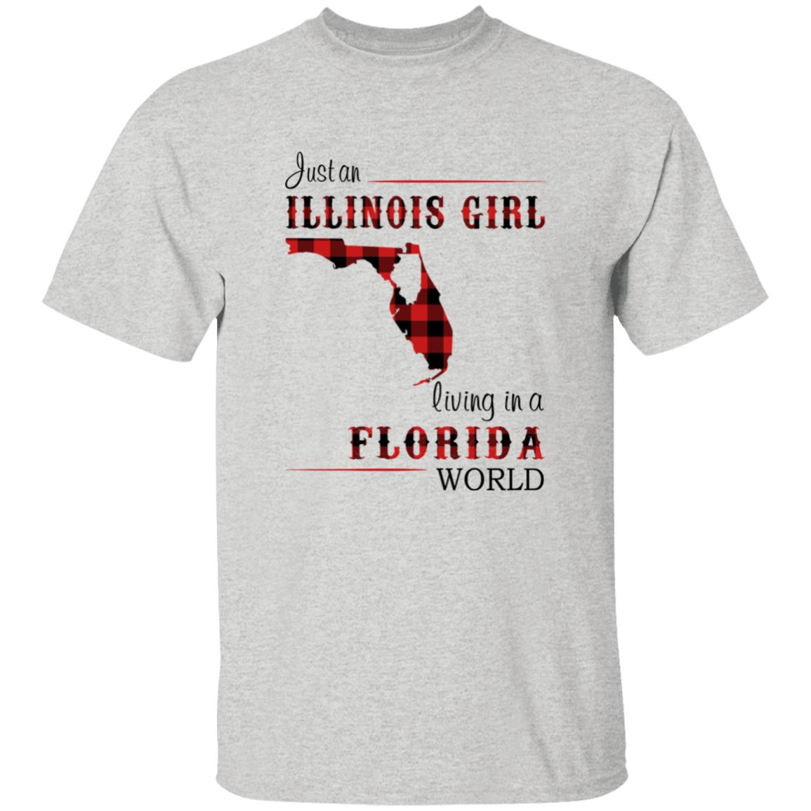 Just An Illinois Girl Living In A Florida World T-shirt - T-shirt Born Live Plaid Red Teezalo