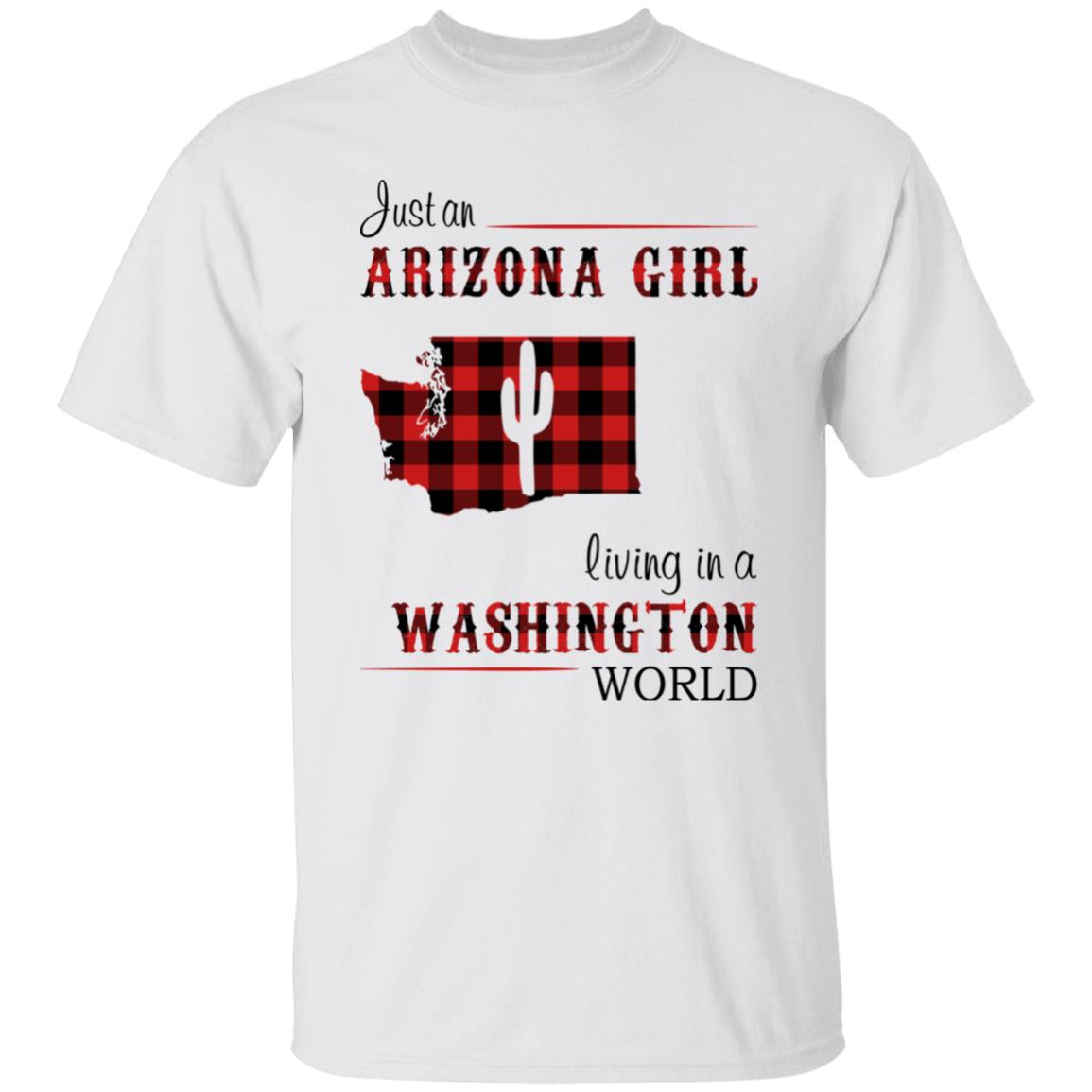 Just An Arizona Girl Living In A Washington World T-shirt - T-shirt Born Live Plaid Red Teezalo