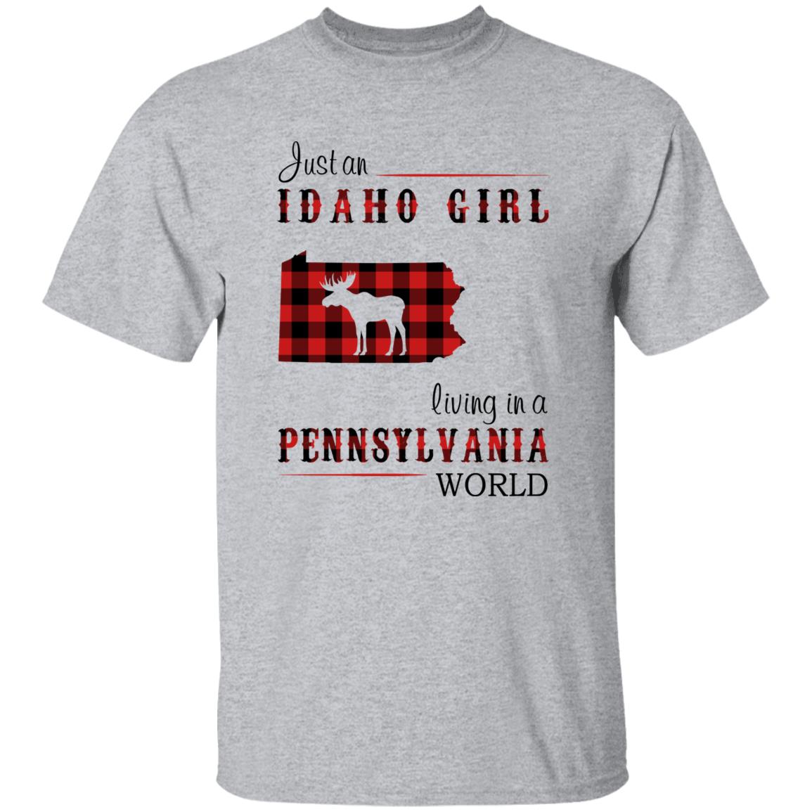 Just An Idaho Girl Living In A Pennsylvania World T-shirt - T-shirt Born Live Plaid Red Teezalo