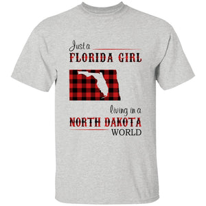Just A Florida Girl Living In A North Dakota World T-shirt - T-shirt Born Live Plaid Red Teezalo