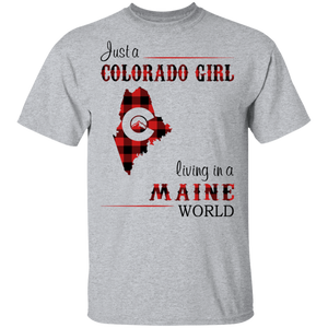 Just A Colorado Girl Living In A Maine World T-shirt - T-shirt Born Live Plaid Red Teezalo