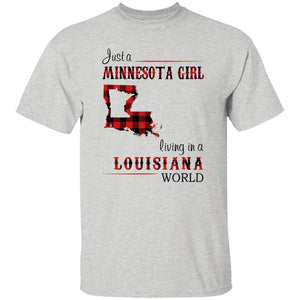 Just A Minnesota Girl Living In A Louisiana World T-shirt - T-shirt Born Live Plaid Red Teezalo