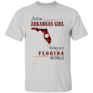 Just An Arkansas Girl Living In A Florida World T-shirt - T-shirt Born Live Plaid Red Teezalo