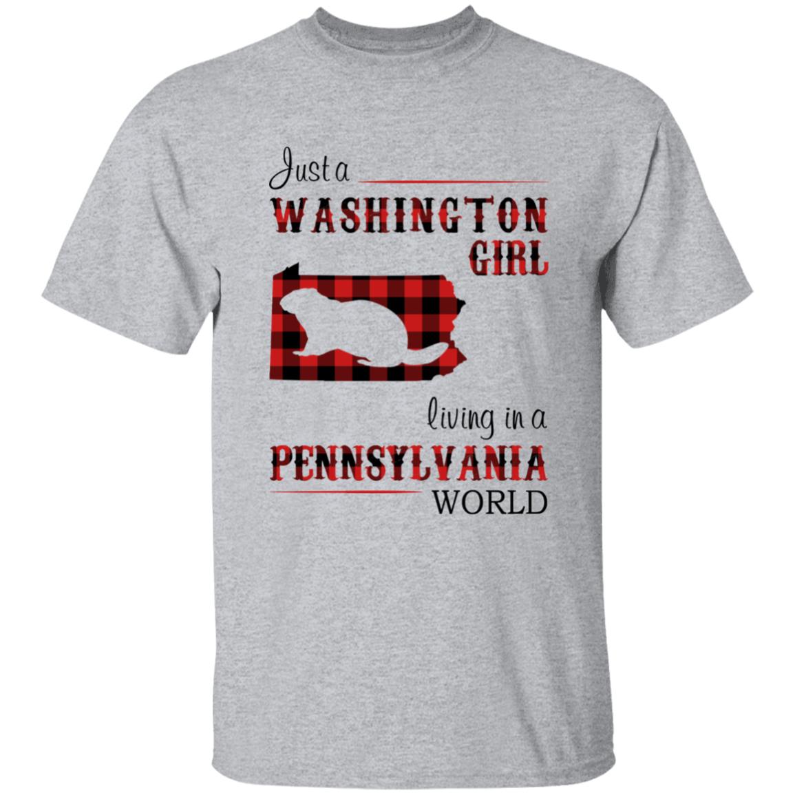 Just A Washington Girl Living In A Pennsylvania World T-shirt - T-shirt Born Live Plaid Red Teezalo