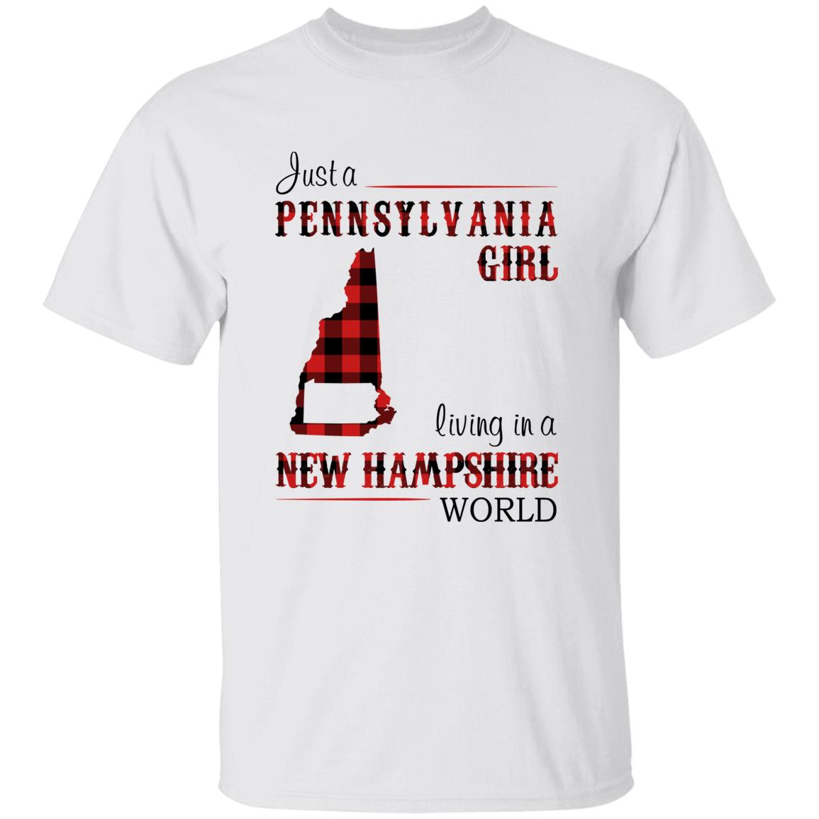 Just A Pennsylvania Girl Living In A New Hampshire World T-shirt - T-shirt Born Live Plaid Red Teezalo