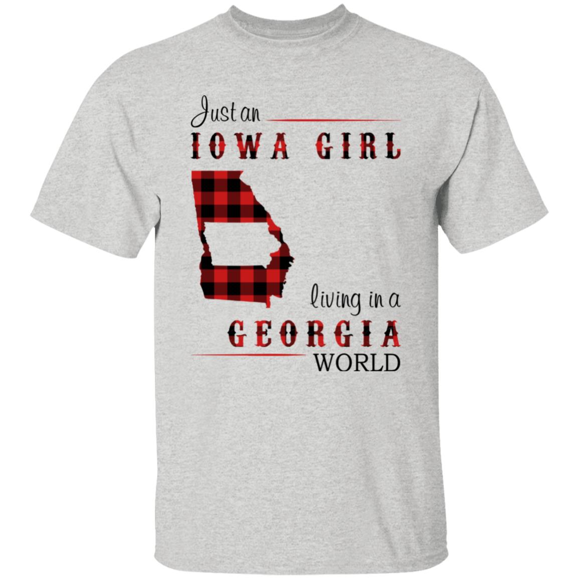 Just An Iowa Girl Living In A Georgia World T-shirt - T-shirt Born Live Plaid Red Teezalo